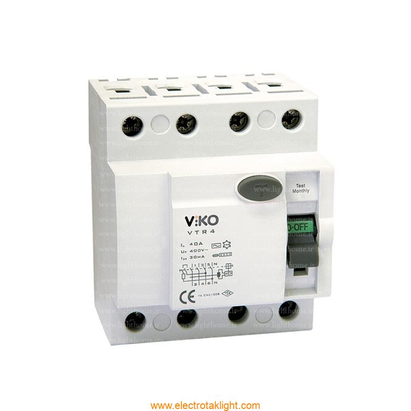 کلید محافظ جان چهارپل 63 آمپر 30 میلی آمپر ویکو